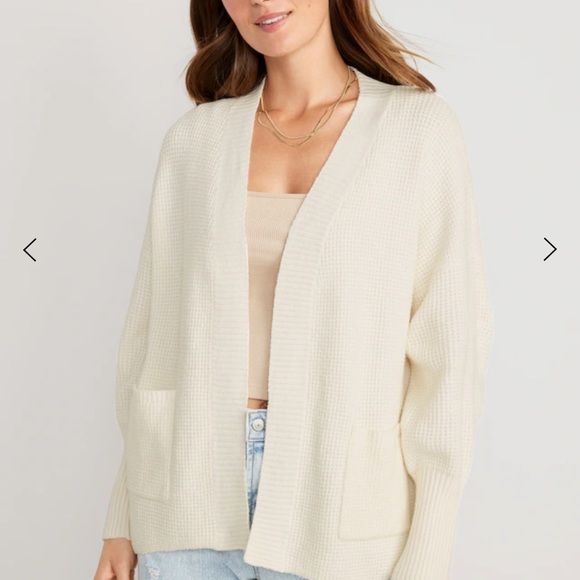 NWT OLD NAVY SoSoft Waffle-Knit Cocoon Sweater Color: Creme De La Creme - Picture 2 of 5